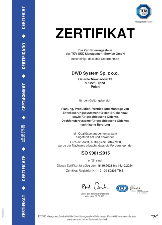 Certificate ISO 9001:2015 [DE]