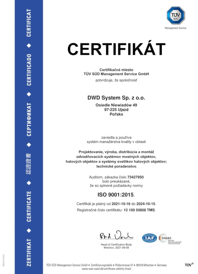 Certificate ISO 9001:2015 [SK]