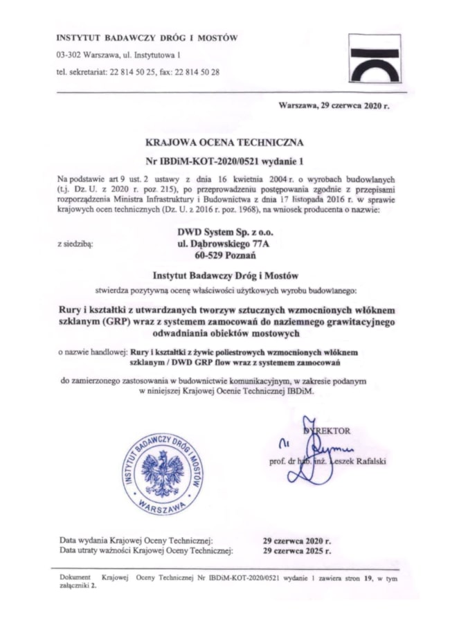 Krajowa Ocena Techniczna KOT-2020/0521