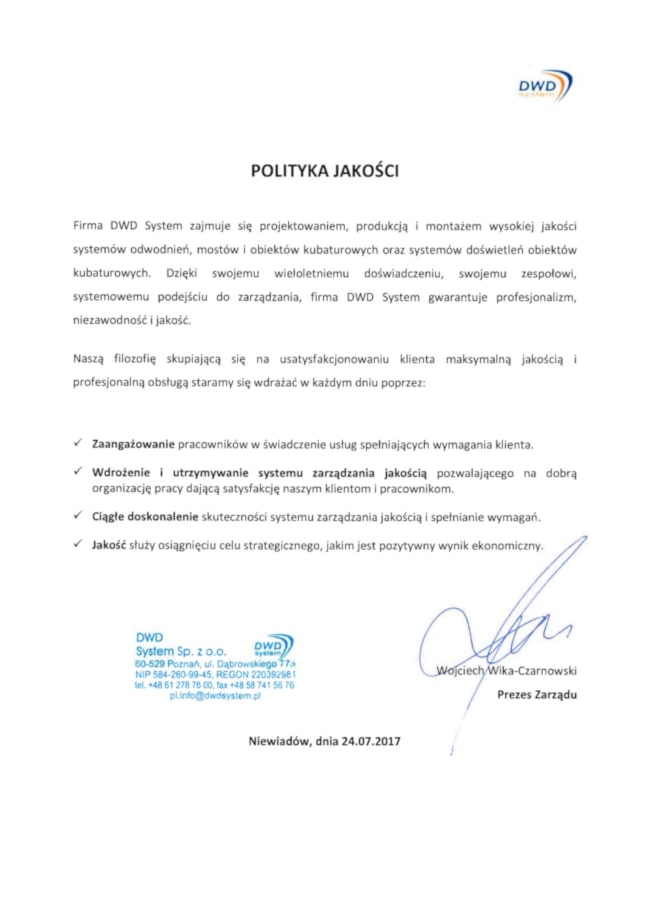 Polityka Jakości